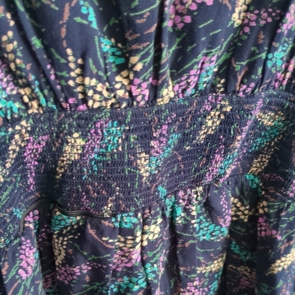 Free People Lupine Navy Sleeveless Lace Open Side Floral Dress Small Boho - Picture 6 of 9